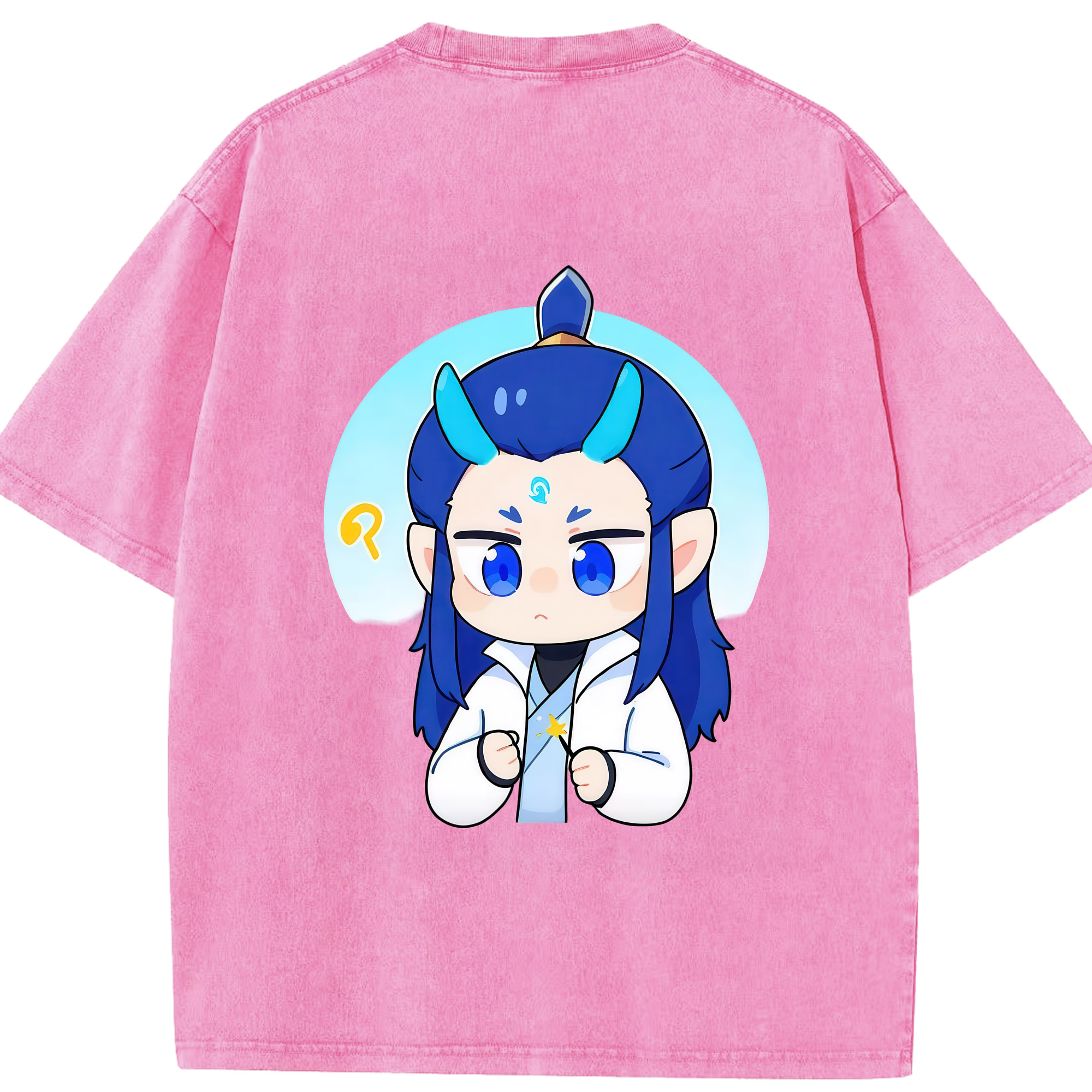 （画像用） Ne Zha 2 ナタ 魔童の大暴れ 綿100% ヴィンテージ風 半袖Tシャツ（背面プリント）